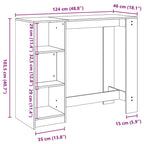 Bartisch Schwarz Eichen-Optik 124 x 46 x 103.5 cm Holzwerkstoff
