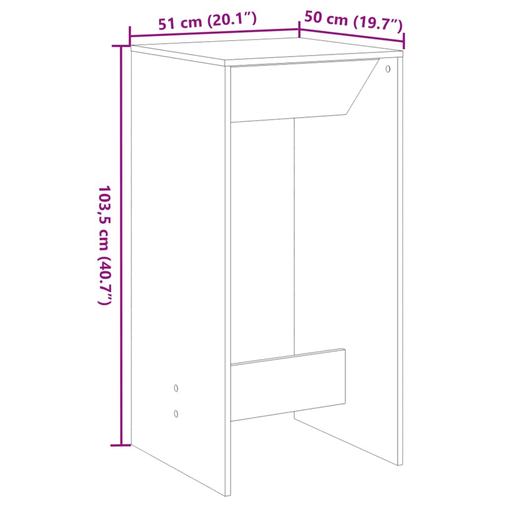 Bartisch Schwarz Eichen-Optik 51 x 50 x 103,5 cm Holzwerkstoff