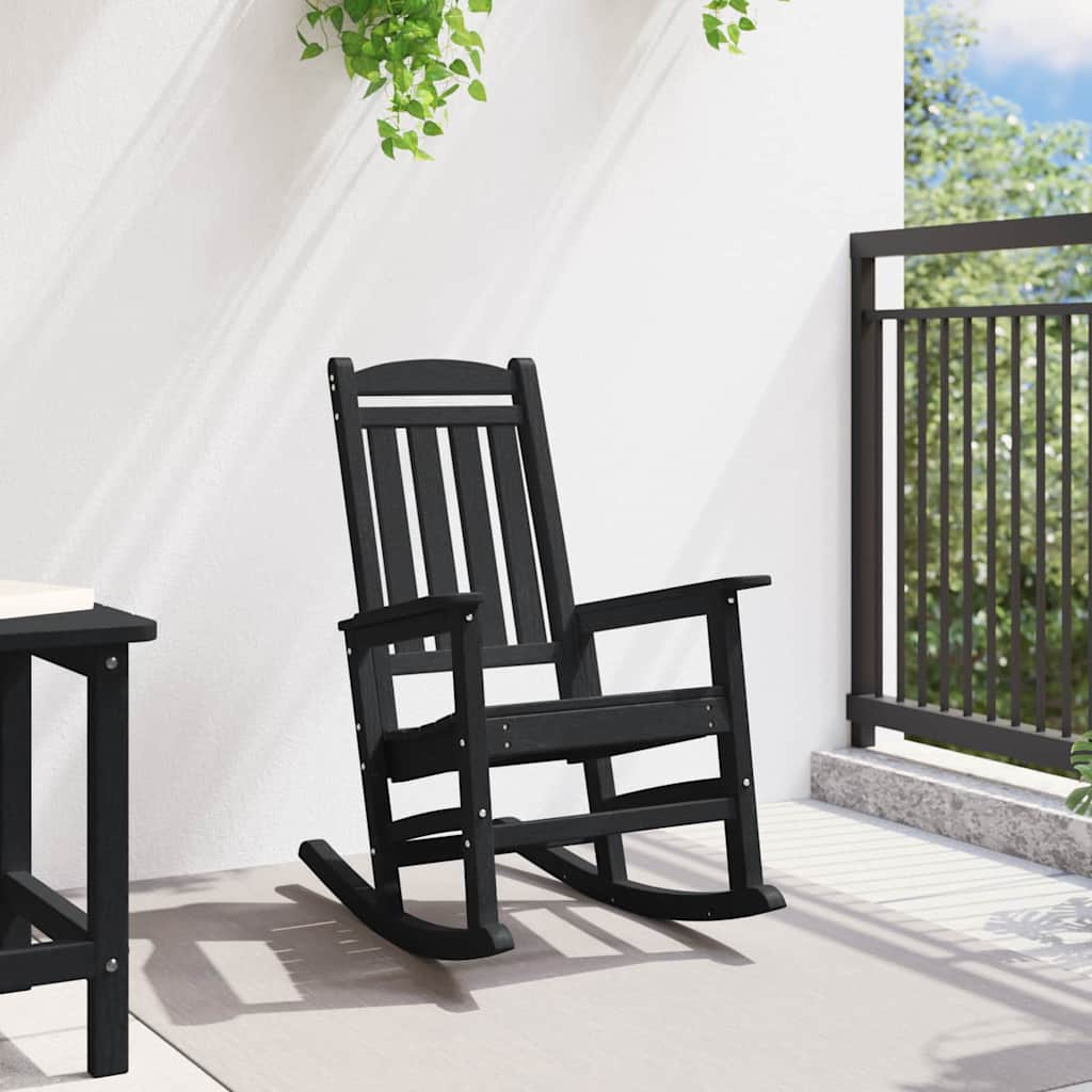 Schaukelstuhl für den Garten Schwarz 92 x 70 x 108cm HDPE