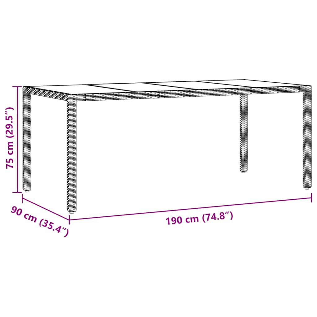 Garten Essgruppe 7 pcs Schwarz Poly-Rattan