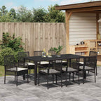 Garten Essgruppe 9 pcs Schwarz Poly-Rattan