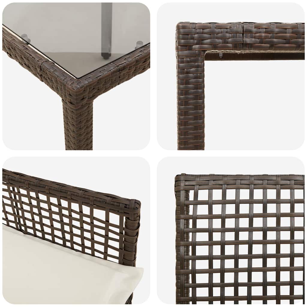 Garten Essgruppe 9 pcs Braun Poly-Rattan