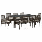 Garten Essgruppe 9 pcs Braun Poly-Rattan