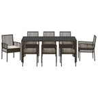 Garten Essgruppe 9 pcs Braun Poly-Rattan
