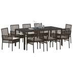 Garten Essgruppe 9 pcs Braun Poly-Rattan
