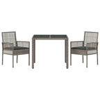 Garten Essgruppe 3 pcs Grau Poly-Rattan