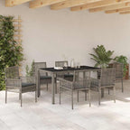 Garten Essgruppe 7 pcs Grau Poly-Rattan