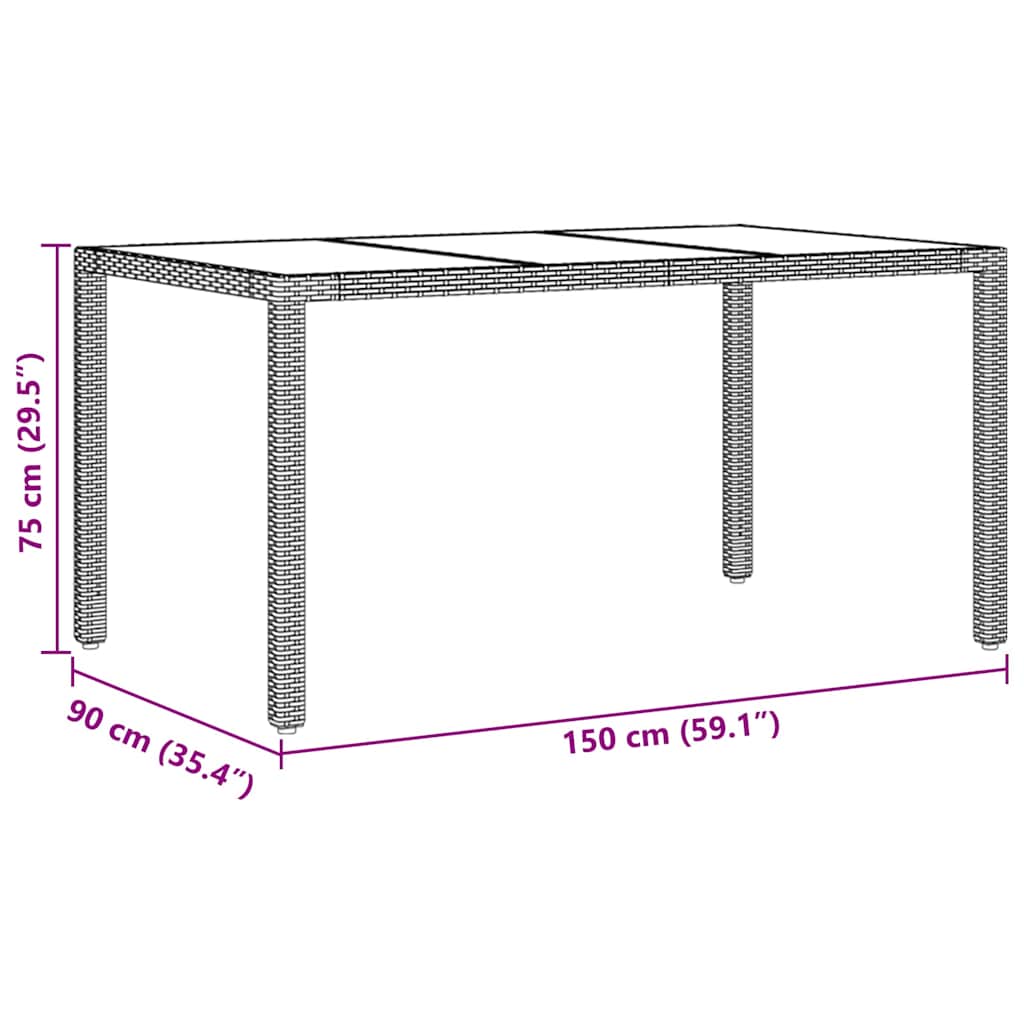 Garten Essgruppe 7 pcs Grau Poly-Rattan