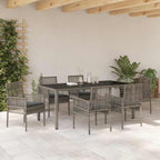 Garten Essgruppe 7 pcs Grau Poly-Rattan