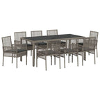 Garten Essgruppe 9 pcs Grau Poly-Rattan