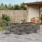 Garten Essgruppe 9 pcs Grau Poly-Rattan