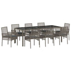 Garten Essgruppe 9 pcs Grau Poly-Rattan