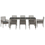 Garten Essgruppe 9 pcs Grau Poly-Rattan