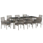 Garten Essgruppe 9 pcs Grau Poly-Rattan