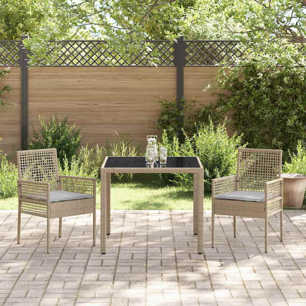 Garten Essgruppe 3 pcs Beige Poly-Rattan