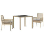 Garten Essgruppe 3 pcs Beige Poly-Rattan