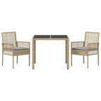 Garten Essgruppe 3 pcs Beige Poly-Rattan