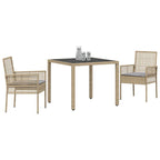 Garten Essgruppe 3 pcs Beige Poly-Rattan