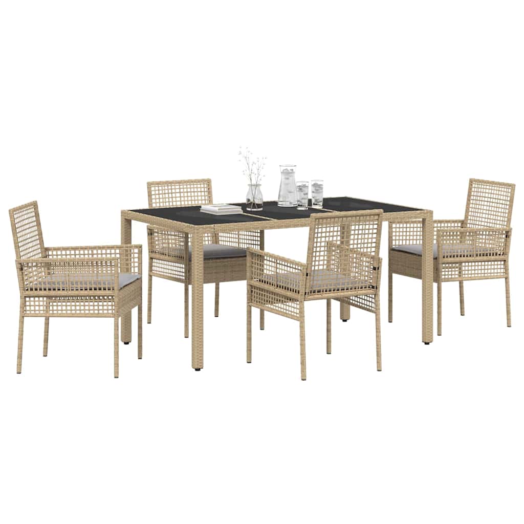 Garten Essgruppe 5 pcs Beige Poly-Rattan