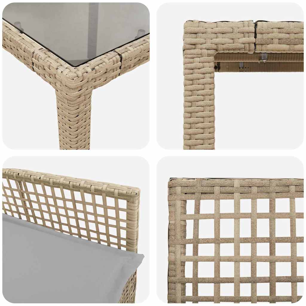 Garten Essgruppe 7 pcs Beige Poly-Rattan