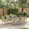 Garten Essgruppe 7 pcs Beige Poly-Rattan