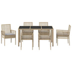 Garten Essgruppe 7 pcs Beige Poly-Rattan