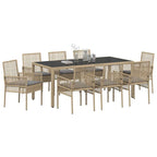 Garten Essgruppe 9 pcs Beige Poly-Rattan