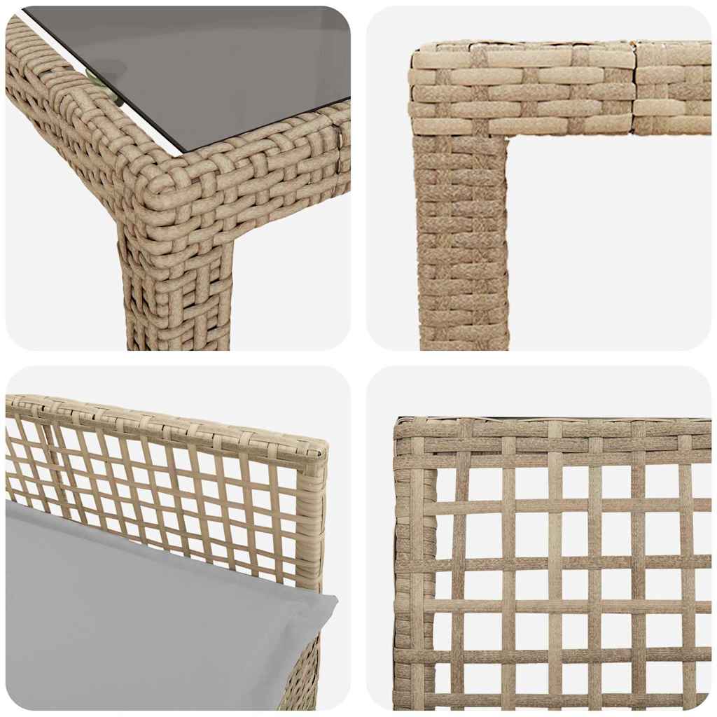 Garten Essgruppe 11 pcs Beige Poly-Rattan