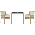 Garten Essgruppe 3 pcs Beige Poly-Rattan