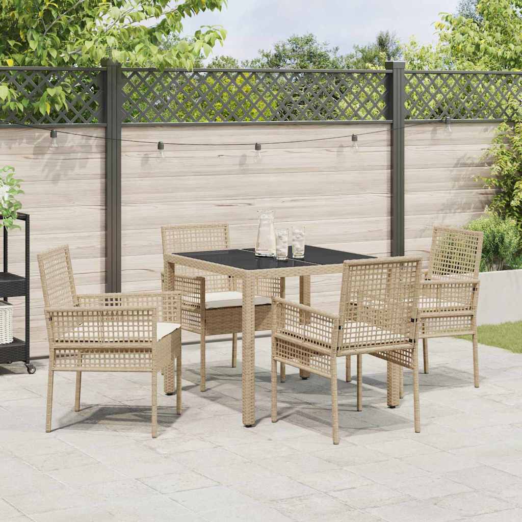 Garten Essgruppe 5 pcs Beige Poly-Rattan
