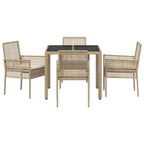 Garten Essgruppe 5 pcs Beige Poly-Rattan