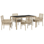 Garten Essgruppe 5 pcs Beige Poly-Rattan