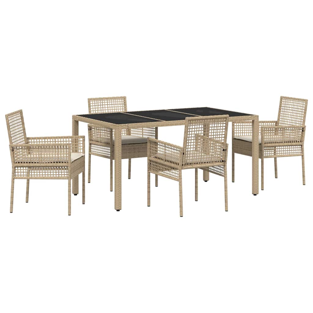 Garten Essgruppe 5 pcs Beige Poly-Rattan