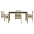 Garten Essgruppe 5 pcs Beige Poly-Rattan