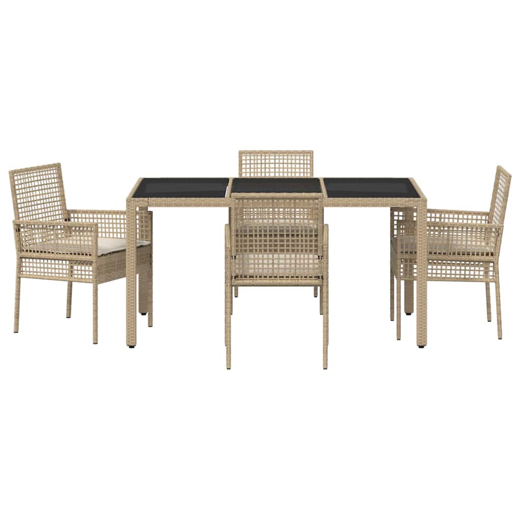 Garten Essgruppe 5 pcs Beige Poly-Rattan