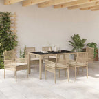 Garten Essgruppe 7 pcs Beige Poly-Rattan