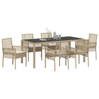 Garten Essgruppe 7 pcs Beige Poly-Rattan