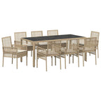 Garten Essgruppe 9 pcs Beige Poly-Rattan