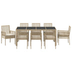 Garten Essgruppe 9 pcs Beige Poly-Rattan