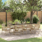 Garten Essgruppe 9 pcs Beige Poly-Rattan