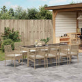 Garten Essgruppe 11 pcs Beige Poly-Rattan