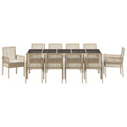 Garten Essgruppe 11 pcs Beige Poly-Rattan