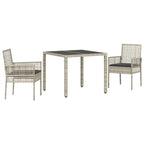 Garten Essgruppe 3 pcs Hellgrau Poly-Rattan