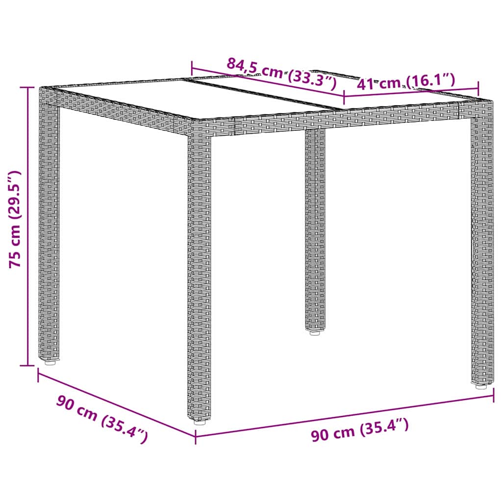 Garten Essgruppe 3 pcs Hellgrau Poly-Rattan