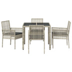 Garten Essgruppe 5 pcs Hellgrau Poly-Rattan
