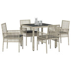 Garten Essgruppe 5 pcs Hellgrau Poly-Rattan