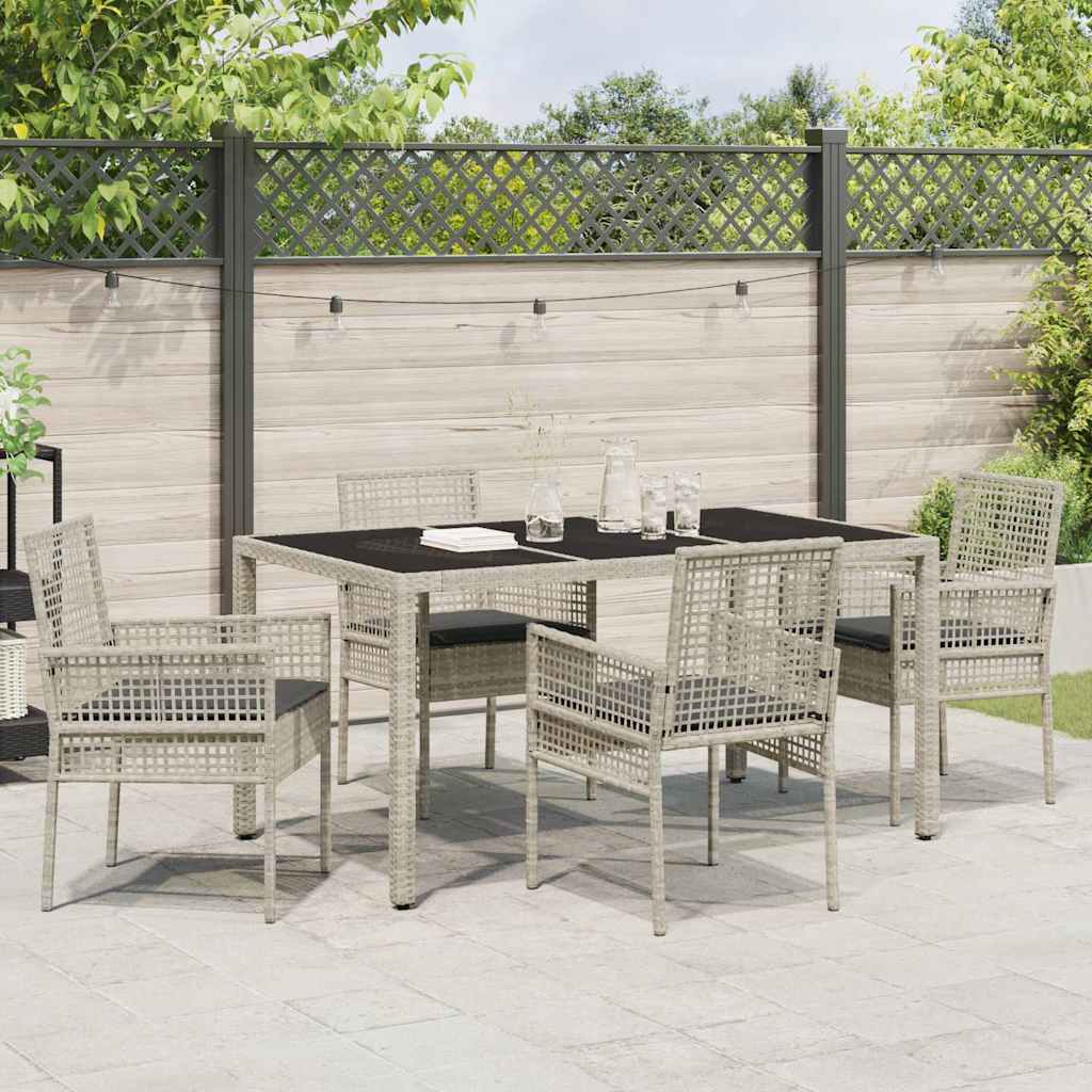 Garten Essgruppe 5 pcs Hellgrau Poly-Rattan