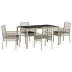 Garten Essgruppe 5 pcs Hellgrau Poly-Rattan