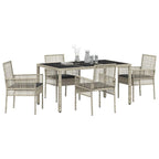 Garten Essgruppe 5 pcs Hellgrau Poly-Rattan