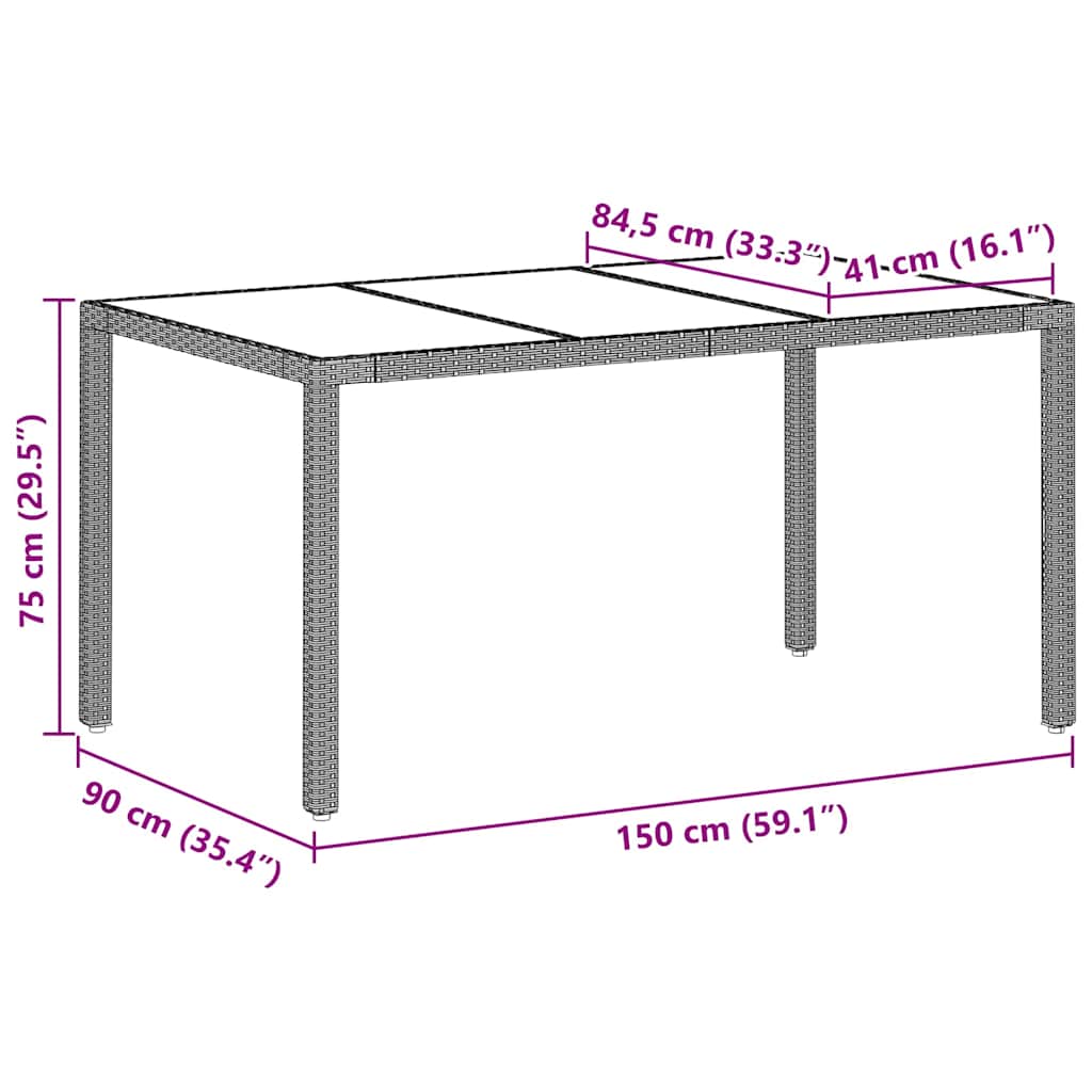 Garten Essgruppe 5 pcs Hellgrau Poly-Rattan